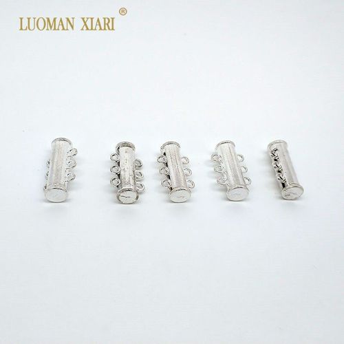 Fermoirs Magnétiques En Métal Argenté Et Doré, 2 Couleurs, 6 Trous, 6mm, Connecteurs Pour Bracelets En Cuir, Pour La Fabrication De Bijoux, Diy, 5 Pièces/Lot