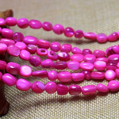 Perles De Coquillage Naturel De Gravier, 5 8mm, Trou Droit, Teinte Rose, Pierre Rouge Pour La Fabrication De Bijoux, Bricolage, Collier 15 '', Vente En Gros