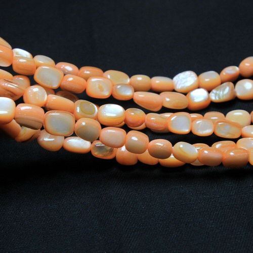 Perles De Coquillage Naturel Pour La Fabrication De Bijoux, Couleur Orange, 5 8mm, Collier À Trou Droit, 15 '', Vente En Gros