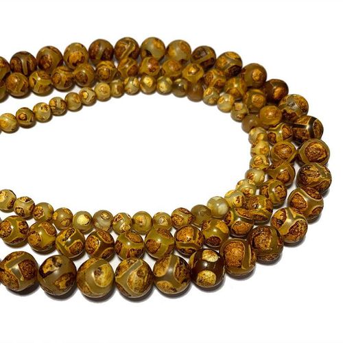 Perles Dzi Népalaises Rondes En Onyx, Pierres Naturelles Pour La Fabrication De Bijoux, Breloques Pour Colliers Et Bracelets, 6/8/10mm, 15 Pouces, Vente En Gros