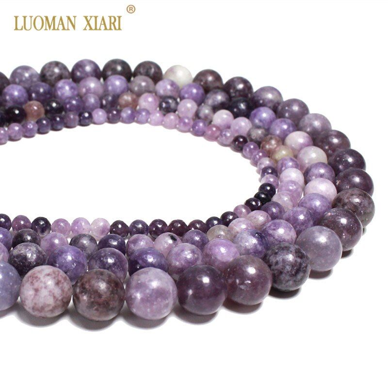 Perles Rondes En Mica Violet Naturel 100%, Pour La Fabrication De Bijoux, Collier 4/6/8/10 Mm, Vente En Gros, Aaa