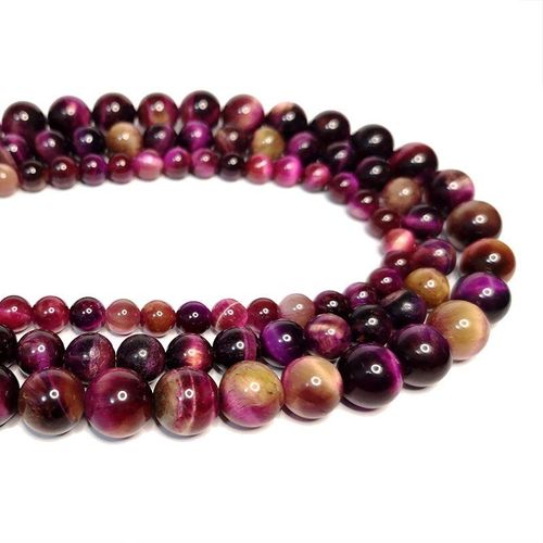 Perles En Pierre D'oeil De Tigre Noir Rose En Vrac, Perles Rondes Naturelles Pour La Fabrication De Bijoux, Bracelet Diy 6 8 10 Mm, Vente En Gros