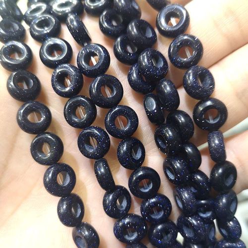 Perles D'espacement En Pierre De Sable Bleu, Grande Roue Naturelle De 5mm, Perles D'espacement Pour La Fabrication De Bijoux, Bricolage, Bracelet, Boucles D'oreilles, 10mm