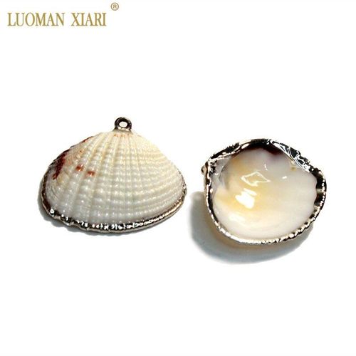 Pendentif Coquillage Naturel Plaqué Or Argenté, Pour La Fabrication De Bijoux, Bracelets Et Boucles D'oreilles, Vente En Gros