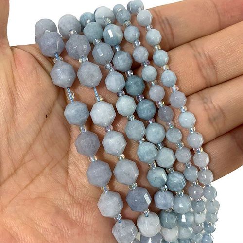 Perles Rondes Prismatique En Pierre Naturelle À Facettes, Aigue Marine Verte Jades Malachite Pour La Fabrication De Bijoux, Bracelet Et Collier Diy 6/8/10mm