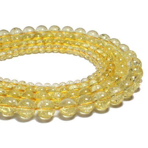 Perles Rondes En Pierre Naturelle, Cristal Jaune Craquelé, Pour La Fabrication De Bijoux, Collier, Bracelet, 6/8/10/12mm, Vente En Gros