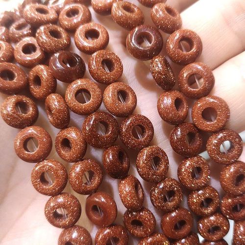 Perles D'espacement En Pierre De Sable Doré, Grande Roue Naturelle De 5mm Pour La Fabrication De Bijoux, Boucles D'oreilles, Bracelet, 10mm