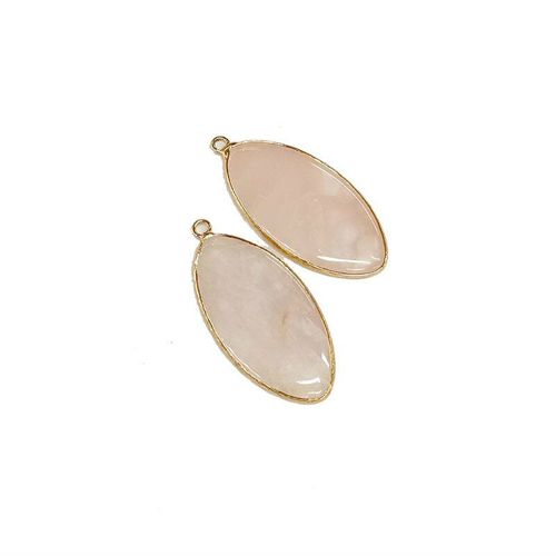 Pendentif En Forme D'oeil En Quartz Rose, Pierre Naturelle, Pour La Fabrication De Bijoux, Collier, Bracelet, Boucle D'oreille, Fait À La Main, 25 40mm, Vente En Gros