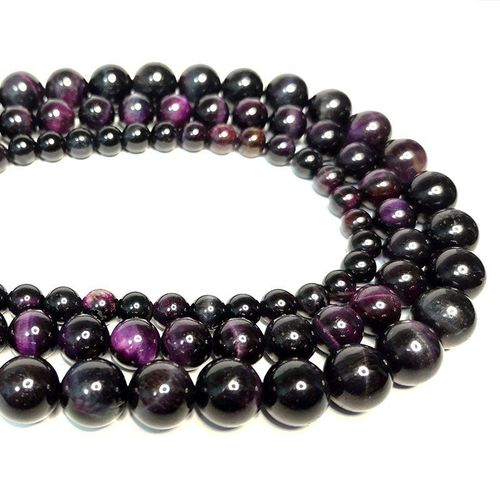 Perles En Pierre D'oeil De Tigre Noir Violet, En Vrac, Rondes Naturelles, Pour La Fabrication De Bijoux, Bracelet Diy, 6 8 10 Mm, Vente En Gros
