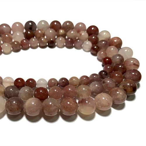 Perles Rondes En Pierre Naturelle, Quartz, Violet, Rouge, Pour La Fabrication De Bijoux, Bracelet À Bricoler Soi Même, Accessoires Faits À La Main