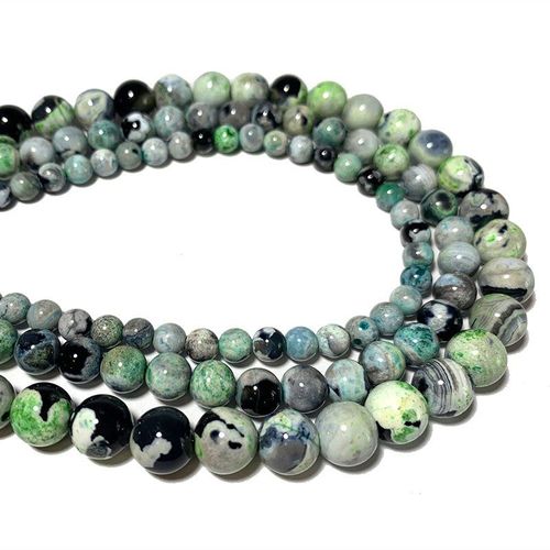 Agates De Feu Vertes Noires, Perles De Pierre Rondes Naturelles Pour La Fabrication De Bijoux, Bracelet Et Collier Fait À La Main 6/8/10mm 15 '', Vente En Gros