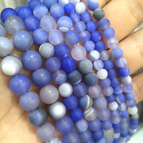 Perles Rondes En Pierre Naturelle Pour La Fabrication De Bijoux, Agates De Sardonyx, Bleu Mat, Bricolage, Accessoires Pour Bracelets, 6, 8, 10mm