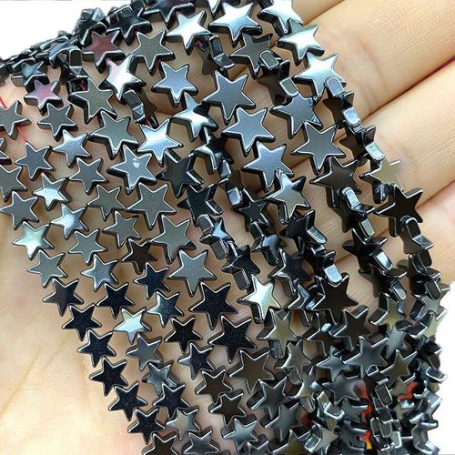 Perles En Pierre Naturelle Hématite Noire En Forme D'étoile, Pour La Fabrication De Bijoux, Bracelet Et Collier, Bricolage, 6/8/10mm, Vente En Gros