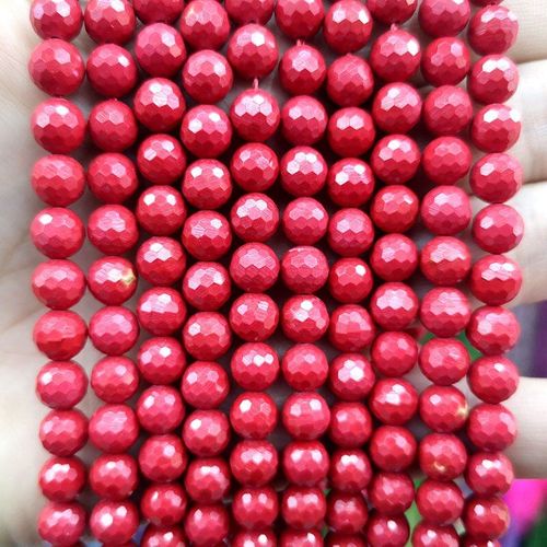 Perles En Pierre De Cinabre Rouge À Facettes, Perles Rondes En Pierre Naturelle Pour La Fabrication De Bijoux, Bracelet Fait À La Main, 8mm, Vente En Gros, 128