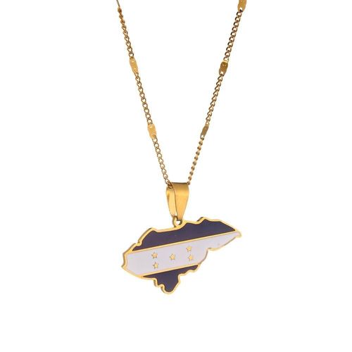 Collier Pendentif Carte Du Honduras En Acier Inoxydable, Bijoux À Breloques En Émail À La Mode