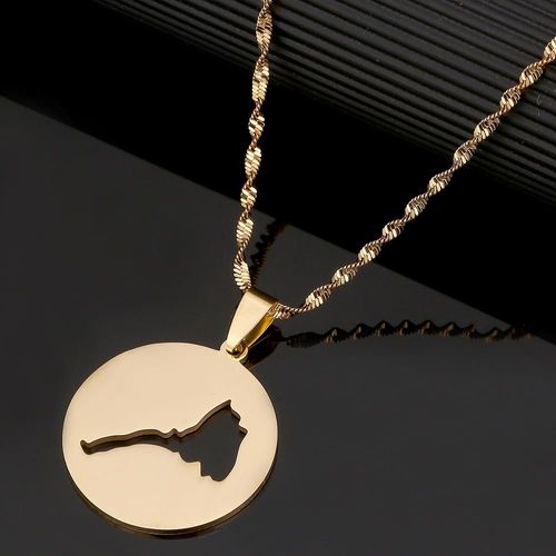 Collier Pendentif Carte Érythréenne En Acier Inoxydable Pour Filles, Couleur Or, Bijoux À Breloque Érythréenne
