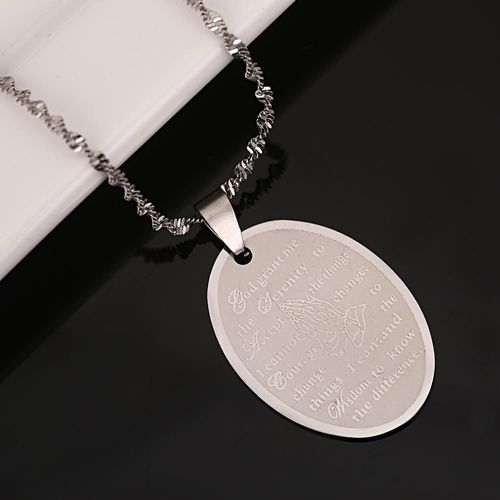 Collier Avec Pendentif En Acier Inoxydable, Bijou Vintage, Pour Les Mains, Les Prières, Les Versets De La Bible