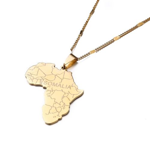 Pendentif Carte De L'afrique En Acier Inoxydable, Colliers Avec Pendentifs Somaliens, Bijoux Cools