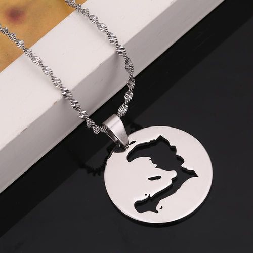 Collier Pendentif Carte De La République D'haïti, En Acier Inoxydable, Bijou Rond, Chaîne Cartographique