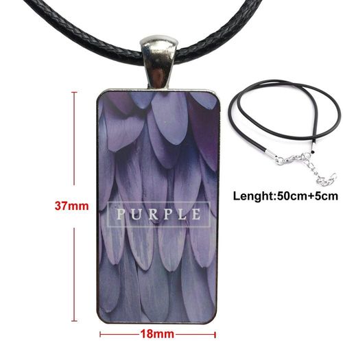 Collier Rectangulaire Vintage En Verre Pour Femmes, Pendentifs, Violet, Bleu, Rose, À La Mode, Cadeaux Pour Filles