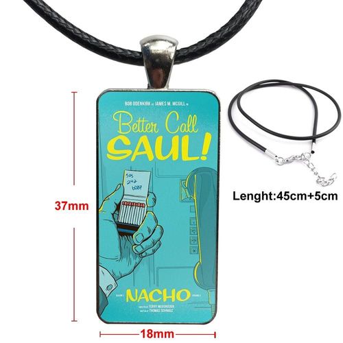 Cabochon En Verre Couleur Acier Inoxydable Pour Mariage, Pendentif En Forme De Rectangle, Collier Ras Du Cou, Meilleur Appel, Saul Breaking Bad