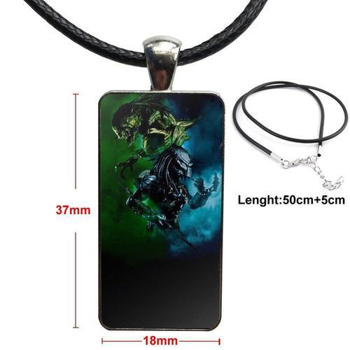 Alien Vs Predator Hunter Logo, Cabochon En Verre, Bijoux Couleur Acier Avec Long Pendentif, Collier Rectangle Pour Filles