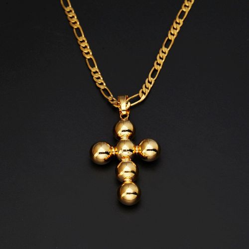 Collier Pendentif Croix Crucifix Jésus, Couleur Or, En Laiton, Vintage, Chaîne De Croix, Bijoux