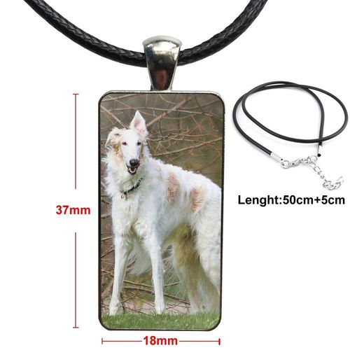 Pendentif En Verre Pour Filles, Mignon, Cabochon, Chien, Chiot, Blanc, Collier Rectangulaire, À La Mode, Meilleur Cadeau