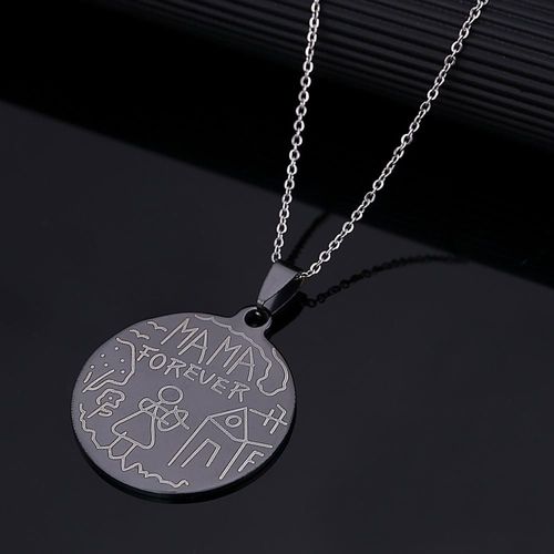 Collier Pendentif «Maman Pour Toujours» En Acier Inoxydable, Chaîne Ronde De Couleur Noire, Bijoux À La Mode