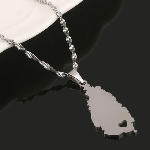 Collier En Acier Inoxydable Couleur Argent Pour Filles, Chaîne En Forme De Carte De La Saint Lucidité, Bijoux