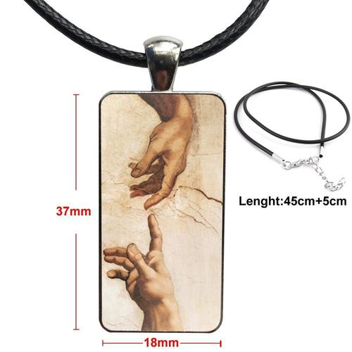 Collier De Peinture D'art Leonardo Da Vinci D'italie, Longue Chaîne Avec Rectangle, À La Mode, Pour Mariage