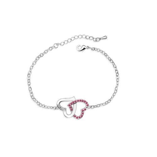 Bracelet Coeurs Entrelacés Orné De Cristal Rose De Swarovski - Crystal Pearl Cry A109 G Unique