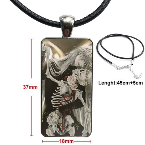 Collier De Perles Pour Enfants, Collier De Majordome Noir, À La Mode, Longue Chaîne Avec Rectangle, Bijoux