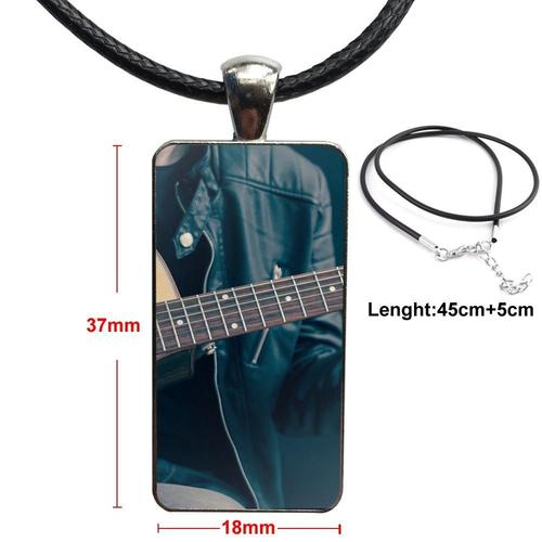 Collier Ras Du Cou Super Vintage En Acier, Bijoux De Piano, Guitare, Musique, Couleur Acier, Cabochon En Verre, Pendentif Long Rectangle Pour Mariage