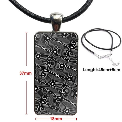 Collier Ras Du Cou En Acier Noir Et Blanc Pour Filles, Bijoux Psychédélique Trippy En Verre, Couleur Acier Avec Long Pendentif