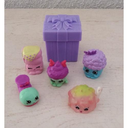 Shopkins Lot 5 Figurines + Une Boîte Cadeau Violette - Série 7