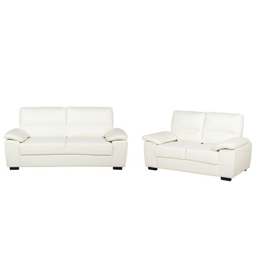 Ensemble De Canapés 2 + 3 Places En Cuir Pu Beige Crème Vogar