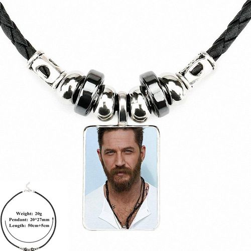 Collier Vintage En Cuir Noir Pour Hommes Et Femmes, Pendentif Avec Perles En Verre, Cabochon, Déclaration, Bijoux Tom Teddy