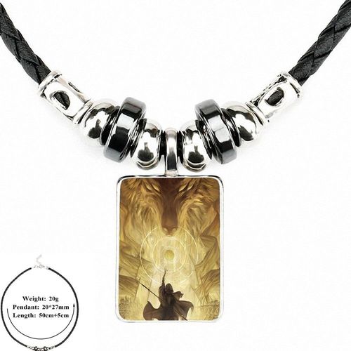 Pendentif En Cuir Noir Pour Fille, Perle En Verre Plaqué, Cabochon, Ras Du Cou, Collier, Age Du Dragon