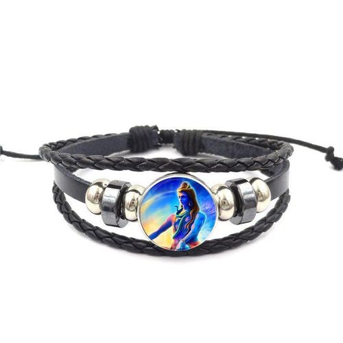 Bracelet En Cuir Noir Pour Écolière, Cabochon En Verre Vintage, Bijoux À La Mode, Seigneur Shiva