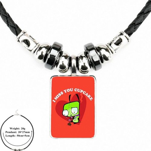 Collier Vintage En Cuir Noir Pour Hommes Et Femmes, Pendentif Avec Perles De Dessin Animé, Bijoux En Verre, Cabochon, Ras Du Cou