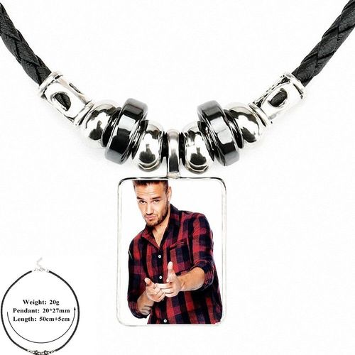 Pendentif En Cuir Noir Avec Cabochon En Verre, Pour Hommes Et Femmes, Collier Long À Une Direction