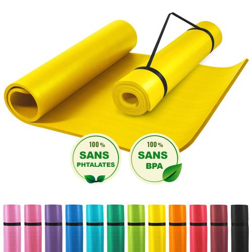 Gorilla Sports - Tapis En Mousse Grand -190x100x1,5cm (Yoga - Pilates - Sport ? Domicile) - Couleur : Jaune