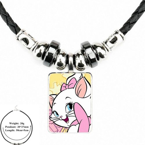 Bijoux En Cuir Noir Pour Femmes, Cadeau Pour Filles, Style Harajuku, Pendentif Perle En Cuir Noir, Cabochon En Verre