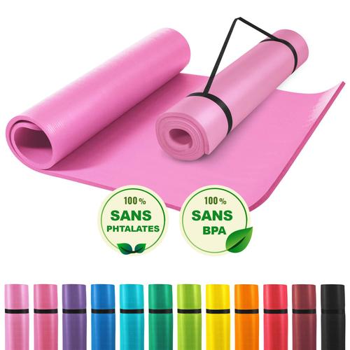 Gorilla Sports - Tapis En Mousse Grand -190x100x1,5cm (Yoga - Pilates - Sport ? Domicile) - Couleur : Rose