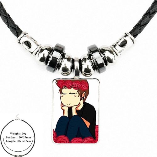 Cabochon En Verre Pour Femmes Et Filles, Fait À La Main, Perle En Cuir Noir, Pendentif, Collier En Verre, Bijoux Personnalisables