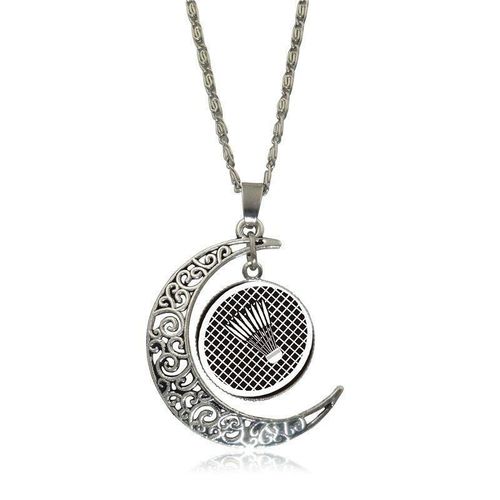 Collier Lumineux En Forme De Croissant Pour Femmes Et Enfants, Bijoux De Badminton Vintage, Plaqué Argent