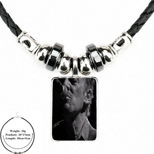 Bijoux Vintage En Cuir Noir Pour Filles, Cadeau Bruce Springsteen, Style Américain, Pendentif Perle En Cuir Noir, Cabochon En Verre, Collier