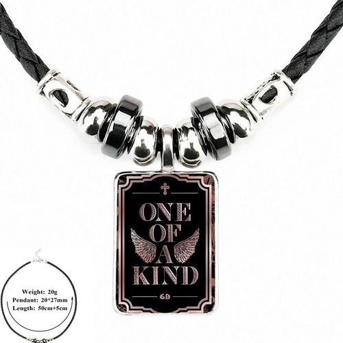 Collier Kpop G Dragon Bigbang En Cuir Noir Pour Enfants, Pendentif Avec Cabochon En Verre, Long Et Unique En Son Genre