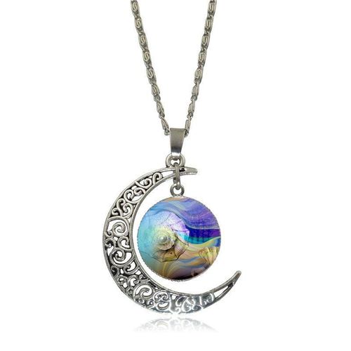 Collier En Verre Avec Pendentif Croissant De Lune Pour Femmes, Design Tendance, Pour Filles, Maxi Coquillage, Rêve